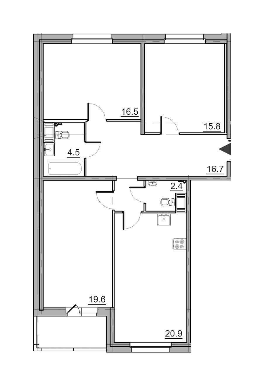 Трехкомнатная квартира в : площадь 98.8 м2 , этаж: 2 – купить в Санкт-Петербурге